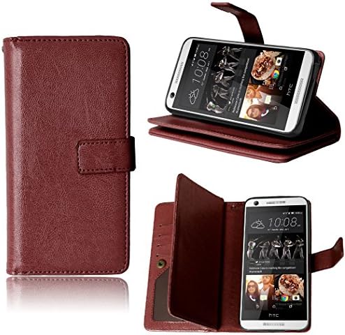 HTC Desire 626s Wallet Case, HTC Desire 626 Leather Case With [9 Card Slots] [Free Charger Cable] [ Kickstand] TOMYOU Flip Premium Soft TPU Rubber Cover for HTC Desire 626 / 626s Brown