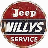 Reproduction Jeep Willys Service Station Gas and Motor Oil Round Sign