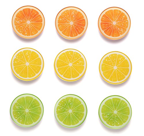 Fridge Magnets Refrigerator Magnets, Mymazn Whiteboard Magnets Strong Cute Fun Decorative Round Button Fruit Green Yellow Orange