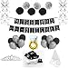Party Heaven Bachelorette Party Decorations Kit - Black & Silver Bridal Shower Supplies Pack with Rhinestone Tiara + Veil