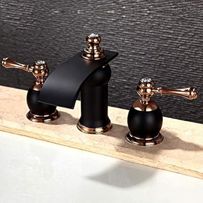 Eth Retro Copper Paint Faucet Double Handle Flat Mouth Bathroom