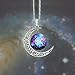 Luvalti Galaxy & Crescent Cosmic Purple Moon Pendant Necklace, Blue Glass, 17.5'' Chain, Great Gift for Women