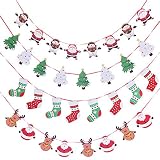 Artfen Christmas Banners Flags Hanging Bunting Garland 4 Pcs Paper Christmas Door Wall Window Hanging Decoration Ornaments Home Office Hotel Party Scene Decoration Supplies