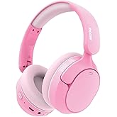 MIDOLA Active Noise Cancelling Kids Headphones Bluetooth 5.4 Wireless Volume Limited 85/94dB,Type C Fast Charging,Over Ear Foldable with Mic Aux Cord for Toddler Child Pad Tablet Pink