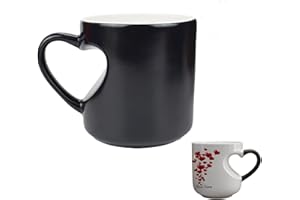 Coffee Mug with Heart-Shaped Handle, Ceramic Color Changing Magic Mug, Hidden Image with Hot Drinks, Funny Tea Cup Coffee Mug