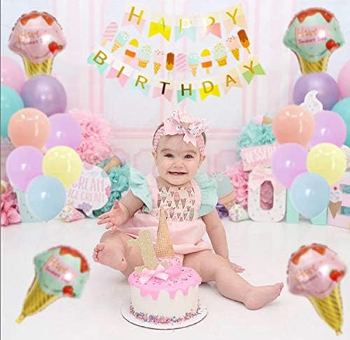 Ice Cream Themed Birthday Decorations: Banner, Garland, Balloons & Pool Supplies