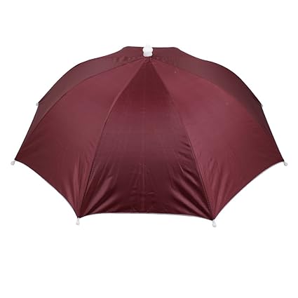 Sellify Outdoor Golf Fishing Elastic Headband Folded Umbrella Hat Burgundy