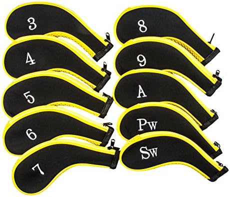 Golf Club Head Covers, Aeola Zipper Headcovers for Golf Clubs Iron Covers with Interchangeable Number Tag - 10Pcs