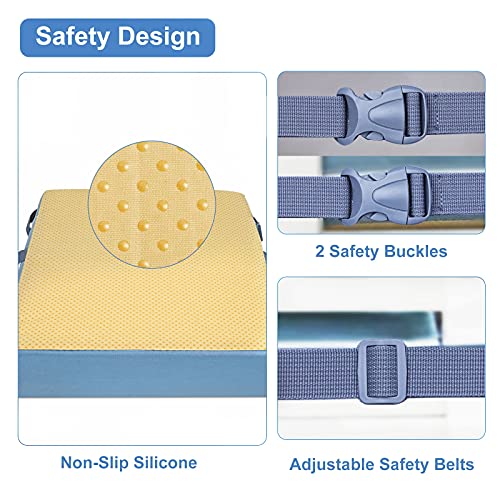 Toddler Booster Seat for Table - Enlarged Waterproof Breathable Booster Seat Cushion for Kids Made of “Modern Leather” with Non-Slip Bottom & Safety Buckle Booster Seat for Dining Chair