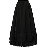 Scarlet Darkness Maxi Skirts for Women Long Renaissance Skirt Flowy Ruffle Tiered Skirt