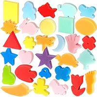 LEOBRO 30pcs Sponge Painting Shapes Painting Craft Sponge for Toddlers Assorted Pattern Early Learning Sponge for Kids Shipping by FBA