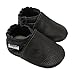 Mejale Baby Shoes Soft Soled Leather Moccasins Anti-skid Infant Toddler Prewalker(dark grey,6-12 months)