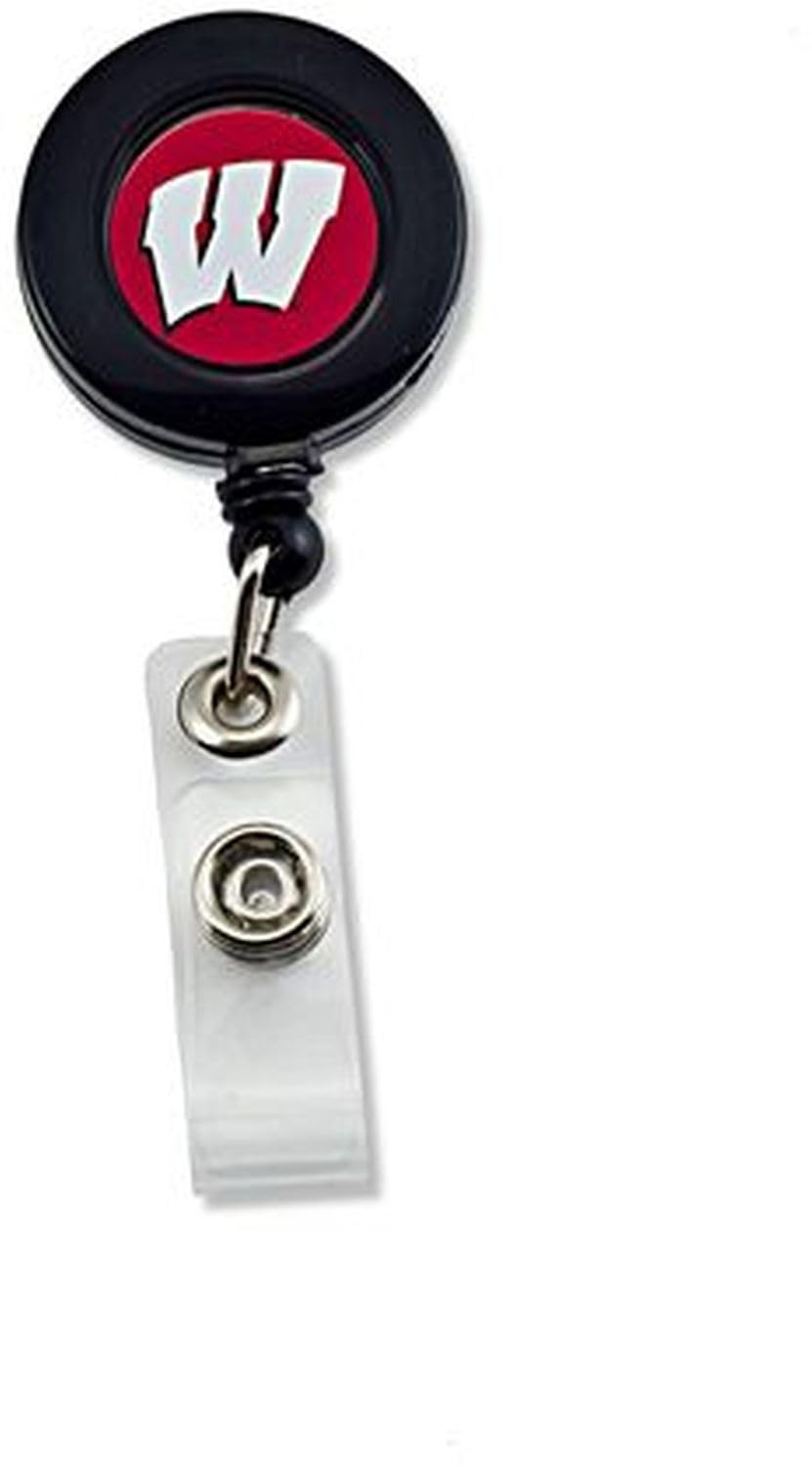 aminco NCAA Wisconsin Badgers Badge Reel, Black, Large