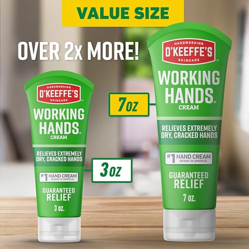 O'Keeffe's Working Hands Hand Cream for Extremely Dry, Cracked Hands, Heals, Relieves and Repairs, Boosts Moisture Levels, 7oz/198g, (Pack of 1)