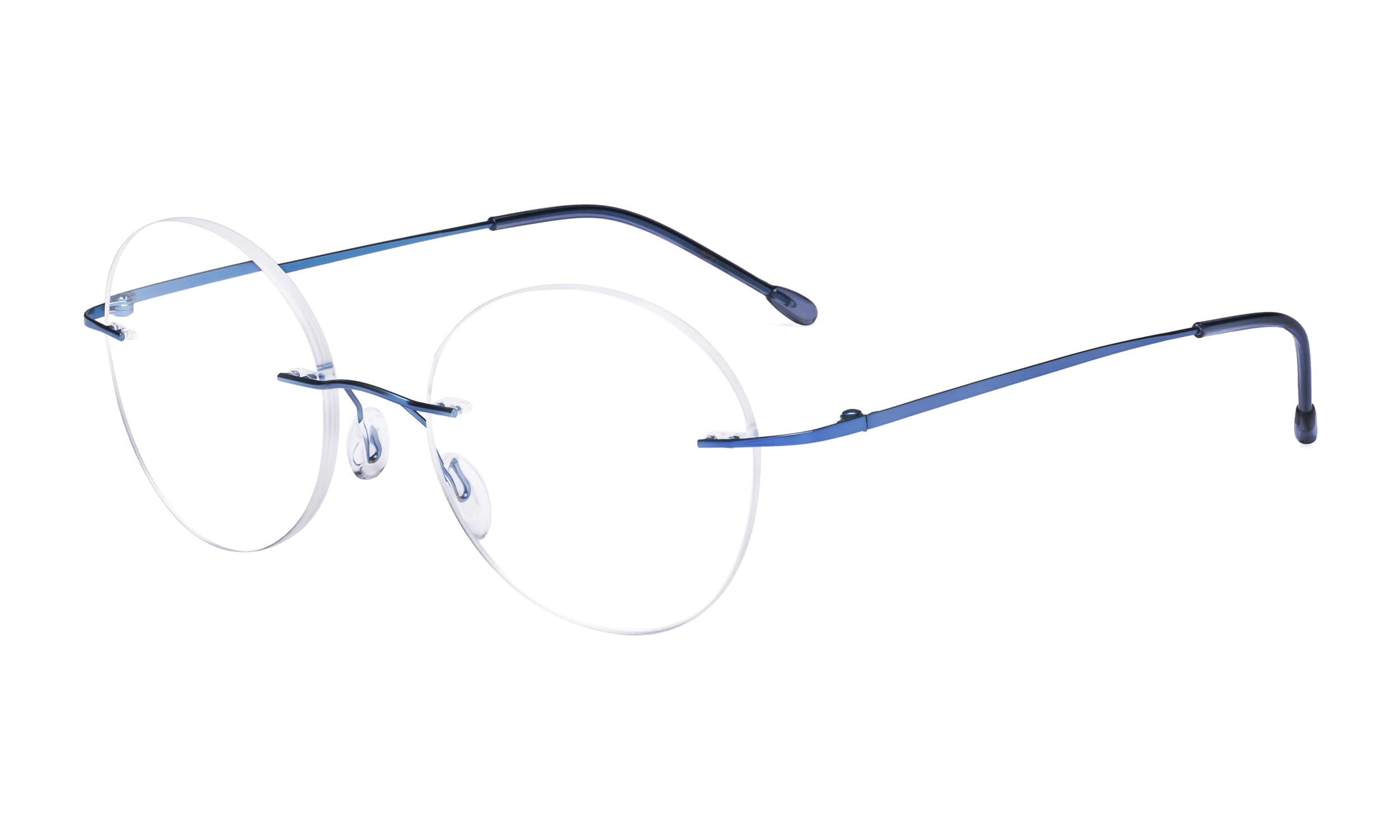 Eyekepper Frameless Reading Glasses Women - Round Rimless Readers Men Blue +1.50