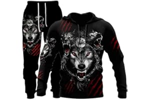 prigridche Wolf & Lion 3D Printed Hoodie Pants Suit Male Autumn Winter Casual Sweashirt Pullover Tracksuit Set