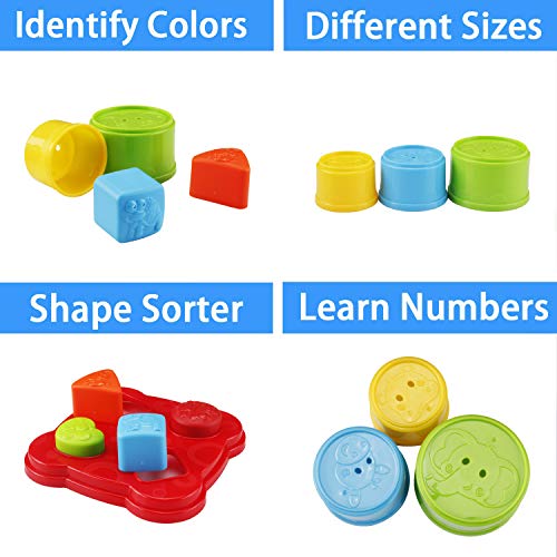WISHTIME Baby Stacking Cups Bath Toy - Castle Stacking Sorting Nesting Bath Beach Toys Educational Development Toy for Baby Toddlers Kids 1 2 3 4-5 Year Old Girls Boys