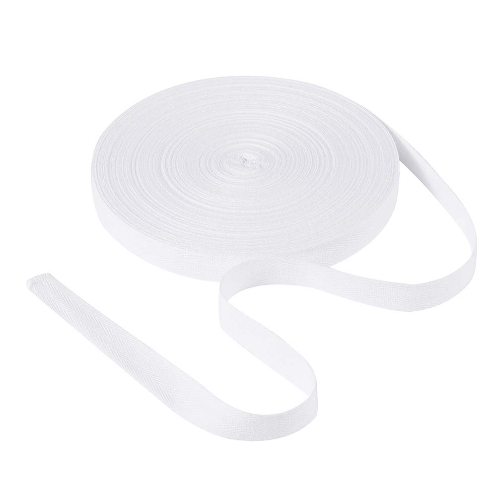 PandaHall 45 Meters 16mm Cotton Bunting Tape White Twill Tape Herringbone Ribbons for Sewing Dressmaking Alterations Craft
