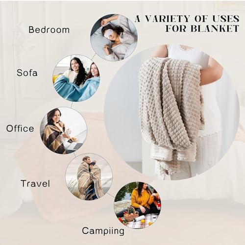 Simple&Opulence Tan Throw Blanket for Couch-Super Soft Fluffy Blankets for Women 50x70 Inches Cozy Lightweight Fleece Blanket for Home Decor