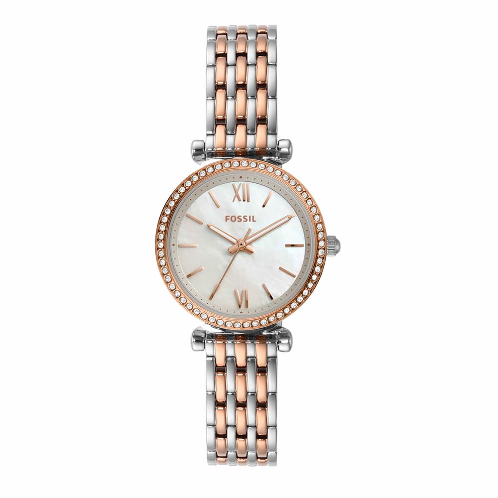 Fossil Watch for Women Carlie , Quartz Movement, 28 mm Silver Stainless Steel Case with a Stainless Steel Strap, ES4649