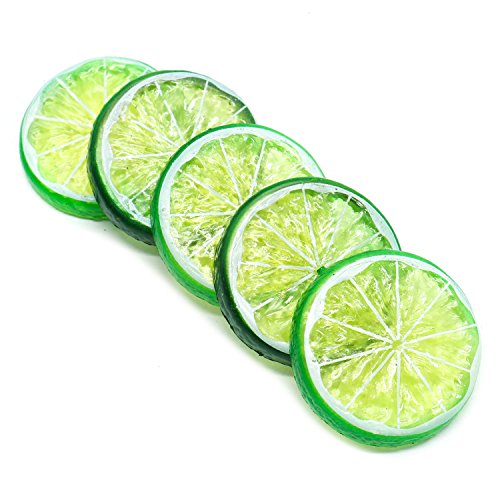 Buorsa 30PCS Mini Small Simulation Lemon Slices Plastic Fake Artificial Fruit Model Party Kitchen Wedding Home Decoration (Green) - Thumbnail 3