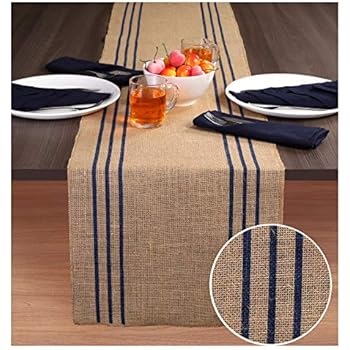 runners burlap table runner natural stripe ink printed shower baby