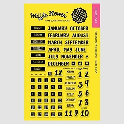 Waffle Flower Planner Dates Stamp Set - A 4" x 6" Set of 74 Stamps