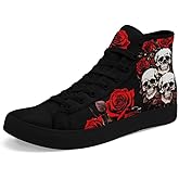 coolcustomize Skull High Tops Canvas Shoes for Men Women Classic Lace Up Gothic Fashion Sneaker Street Casual Canvas Sneakers