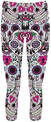 D-Story Custom Sugar Skull Capri Legging Skinny Pants