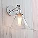 PERMO Single Sconce with Funnel Flared Glass Clear Glass Shade 1-Light Wall Sconce Wall Lamp (Chrome)