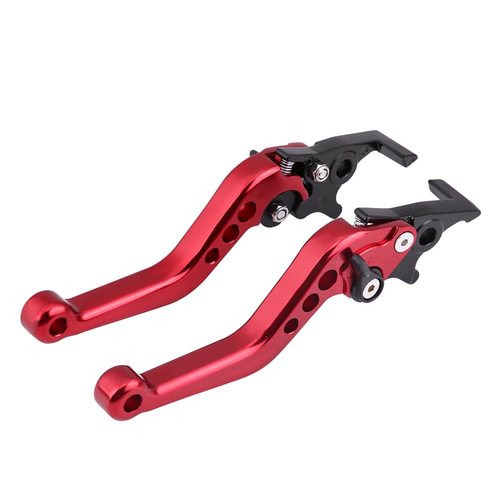 Tbest Dual Disc Brake Lever,1 Pair CNC Aluminum Alloy Motorcycle Scooter Modification Double Disc Brake Lever Universal(Red)