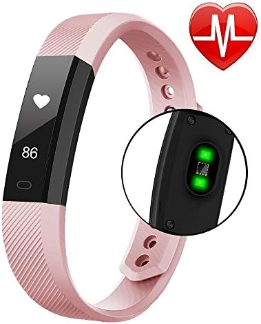 Fitness Tracker Watch, VPRAWLS Smart Bracelet with Heart Rate Monitor Calorie Counter Pedometer, Waterproof Touch Screen Wristband Sport Activity Tracker Pedometer for iOS Android Phone (Pink)