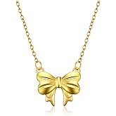 TIESOME Gold Bow Necklace, Dainty Bow Pendent Choker Adjustable Choker Chain Cute Tiny Necklace Pendant Elegant Jewelry Gift Trendy Aesthetic Accessories for Women