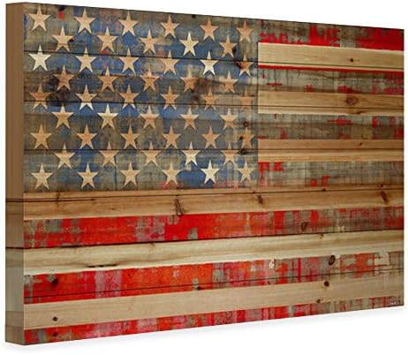 Parvez Taj Stars and Stripes Natural Pine Wood Ink Print Wall Art