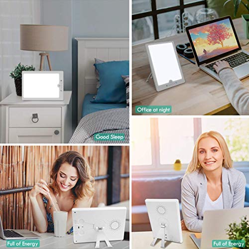 Light Therapy Lamp, PRITY HappyLight 10000 Lux LED Sun Light, 6 Timer Function, Touch Control with Stepless Brightness Levels, 90° Rotatable Standing Bracket, Memory Function for Home/Office Use