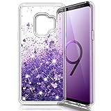 MP-MALL For Galaxy S9 Case, Clear Back Flowing Liquid Floating Luxury Bling Glitter Sparkle TPU Hybrid Bumper Girl's Case for Samsung Galaxy S9 - Purple