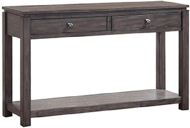 The Hamptons Collection 53” Gray Rectangular Wooden Sofa Console Table with Drawers and Shelf