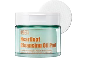 O!GETi Heartleaf Cleansing Oil Pad 50 Sheets | Double Facial Cleansing, Makeup Remover, with Heartleaf Extract, Jojoba, Argan, Sunflower Seed, Olive oil, PHA, Great for Travel