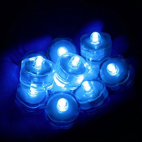 SOKATON Submersible Tea Lights Battery Operated LED Flameless Tealights Waterproof Vase Light for Christmas Xmas Wedding Party Holloween Decoration - Pack of 24 - Blue