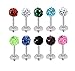 10Color Mixed Labret Ring,Honbay 10pcs Mixed Czech Crystal Lip Labret Ring Studs Monroe Stainless Steel Piercing