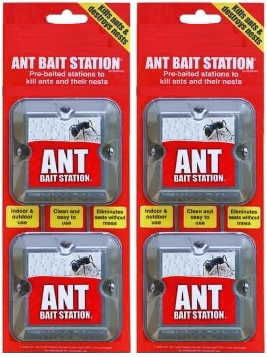 Ant Bait Station Twin Pack, Ant Traps used for both Indoors & Outdoors, Destroys Ants and their Nests, Strongest Ant Control System - No Mess Clean and Easy to Use. (2 Packs)