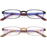 Mcoorn Flexible Computer Blue Light Blocking Lightweight Anti Glare Reading Glasses Rectangular Reader Women Men