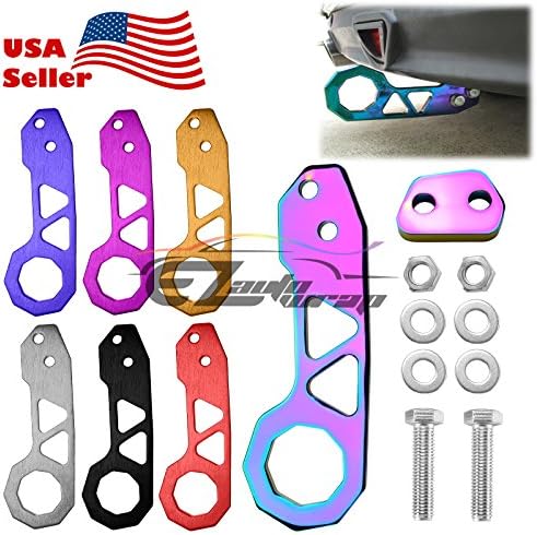 EZAUTOWRAP 2" 10MM Red Anodized Cnc Billet Aluminum Rear Bumper JDM Racing Tow Hook Kit