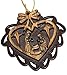 Two Layers Mahogany with Olive Wood Holy Family Nativity Scene Ornament Gift Carved by Laser - Olive Wood - Carved Inside Heart (5.5 cm or 2.2 inch with Certificate) and Gold String