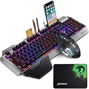 LexonElec-Gaming-Keyboard-and-Mouse-Sets-K618-Wired-RGB-LED-Backlit-104-Keys-Hand-rest-Usb-Gamer-Keyboard-Metal-2400DPI-Optical-6-Buttons-PC-Game-Mouse-Mousepad-For-Laptop-Computer Wired Gaming Keyboard and Mouse Sets RGB LED Backlit Metal Plate 104 Keys Hand rest Usb Gamer Light Up Keyboard 2400DPI…