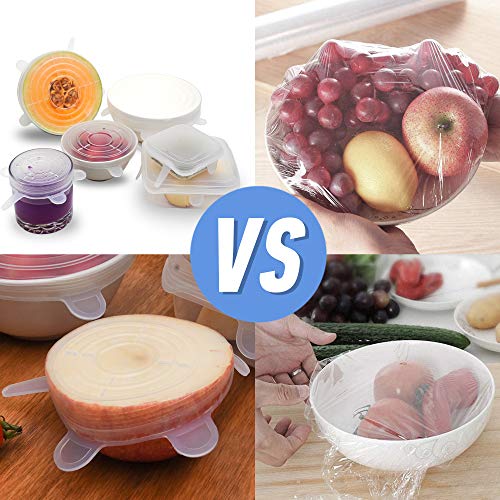 Silicone Stretch Lids 12-Pack, Food Grade Reusable Food and Bowl Covers, No More Plastic Wraps