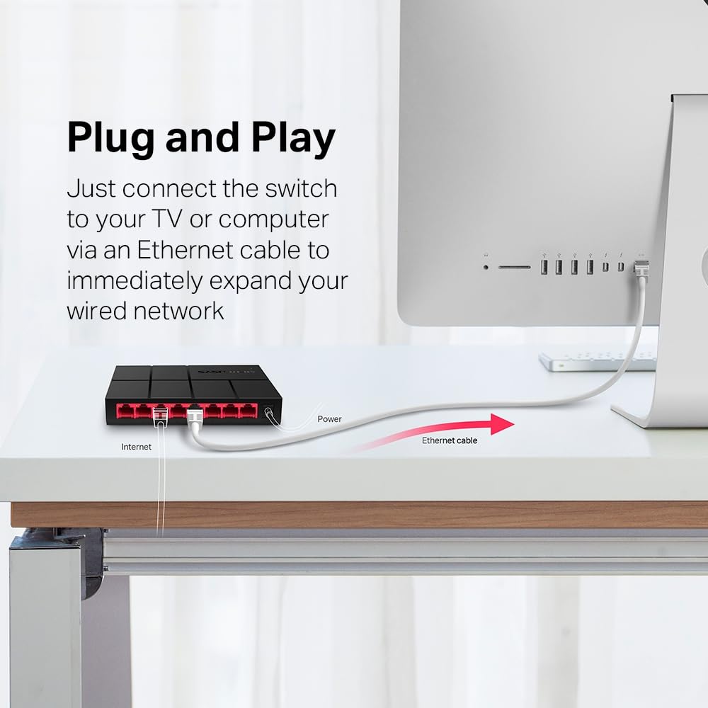 Mercusys MS108G 8-Ports Gigabit Netzwerk Switch, LAN Switch Ethernet Splitter, Plug-and-Play, Unmanaged, Lüfterlos 6