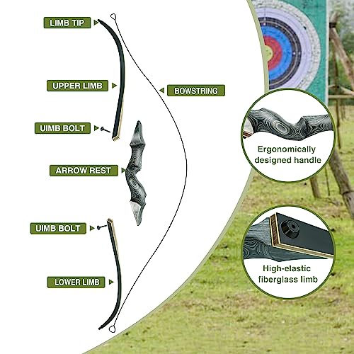 Black Hunter Takedown Recurve Bow, 60" Right Handed with Ergonomic