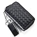 Genuine Leather Woven Men Oversized Zip Around Key Case Car Key Wallet