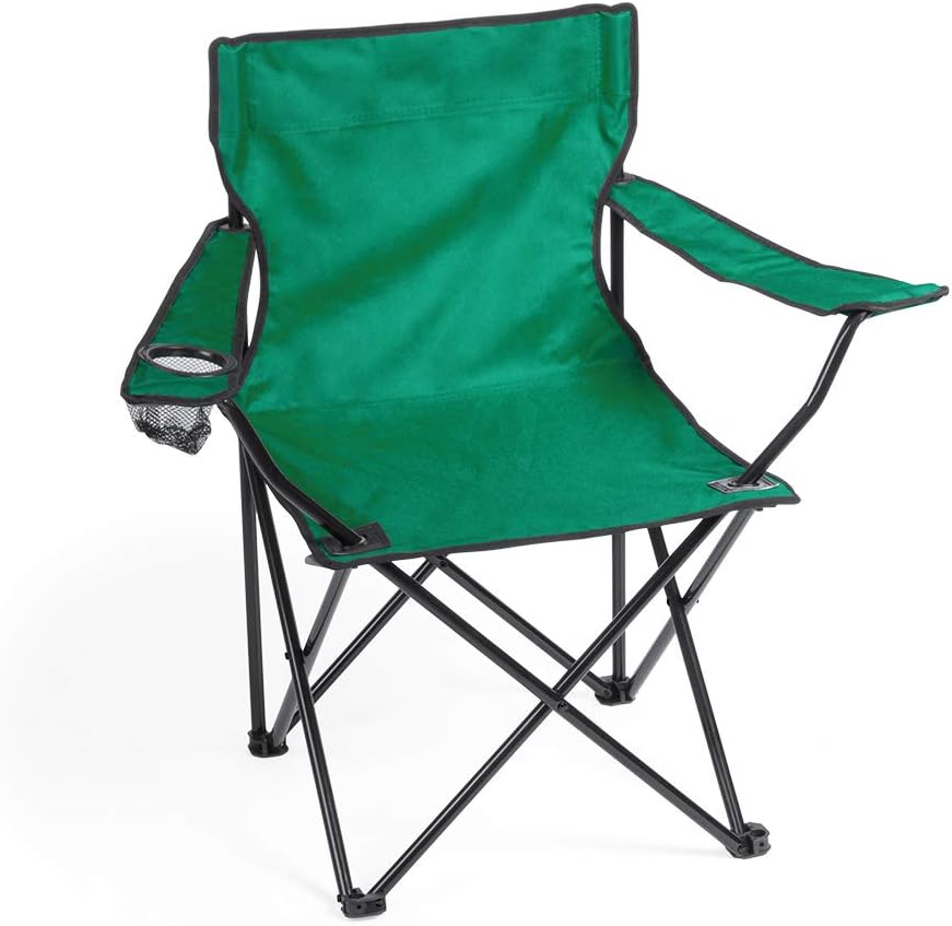 Silla Verde Camping Plegable con apoyabrazos y Bolsillo de ...